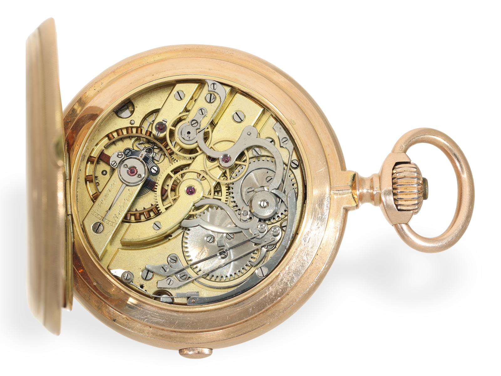 Pocket watch: especially heavy Ankerchronometer with chronograph, ca. 1890 - Image 2 of 8