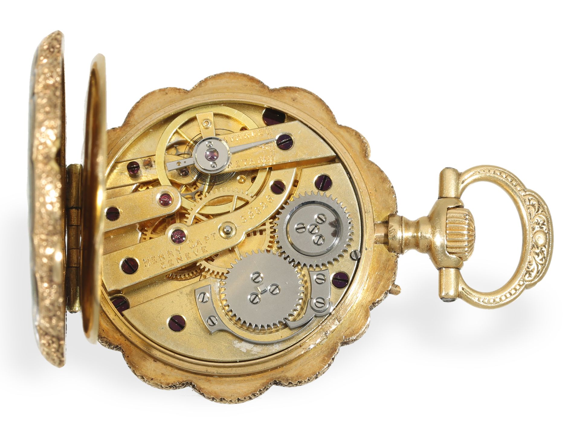 Taschenuhr: exquisite Gold/Emaille Damenuhr für den indischen Markt, Henry Capt Geneve um 1880 - Bild 4 aus 6