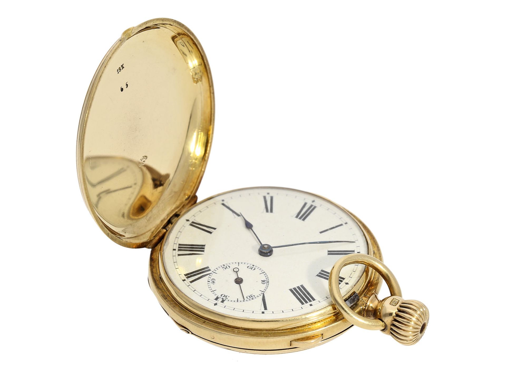 Pocket watch: Glashütte rarity, very early and small gold hunting case watch, signed Mansberger Glas - Image 4 of 8