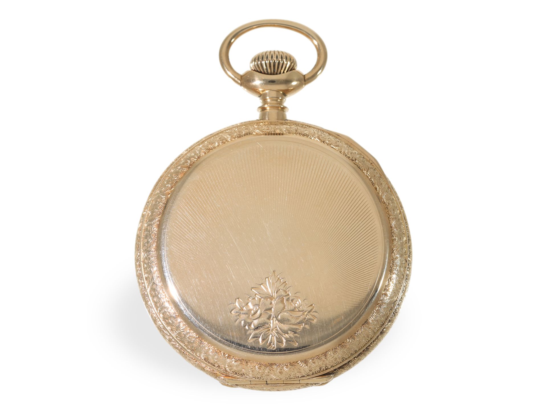 Pocket watch: heavy pink gold hunting case watch with splendour case, Elgin USA around 1900 - Image 4 of 7