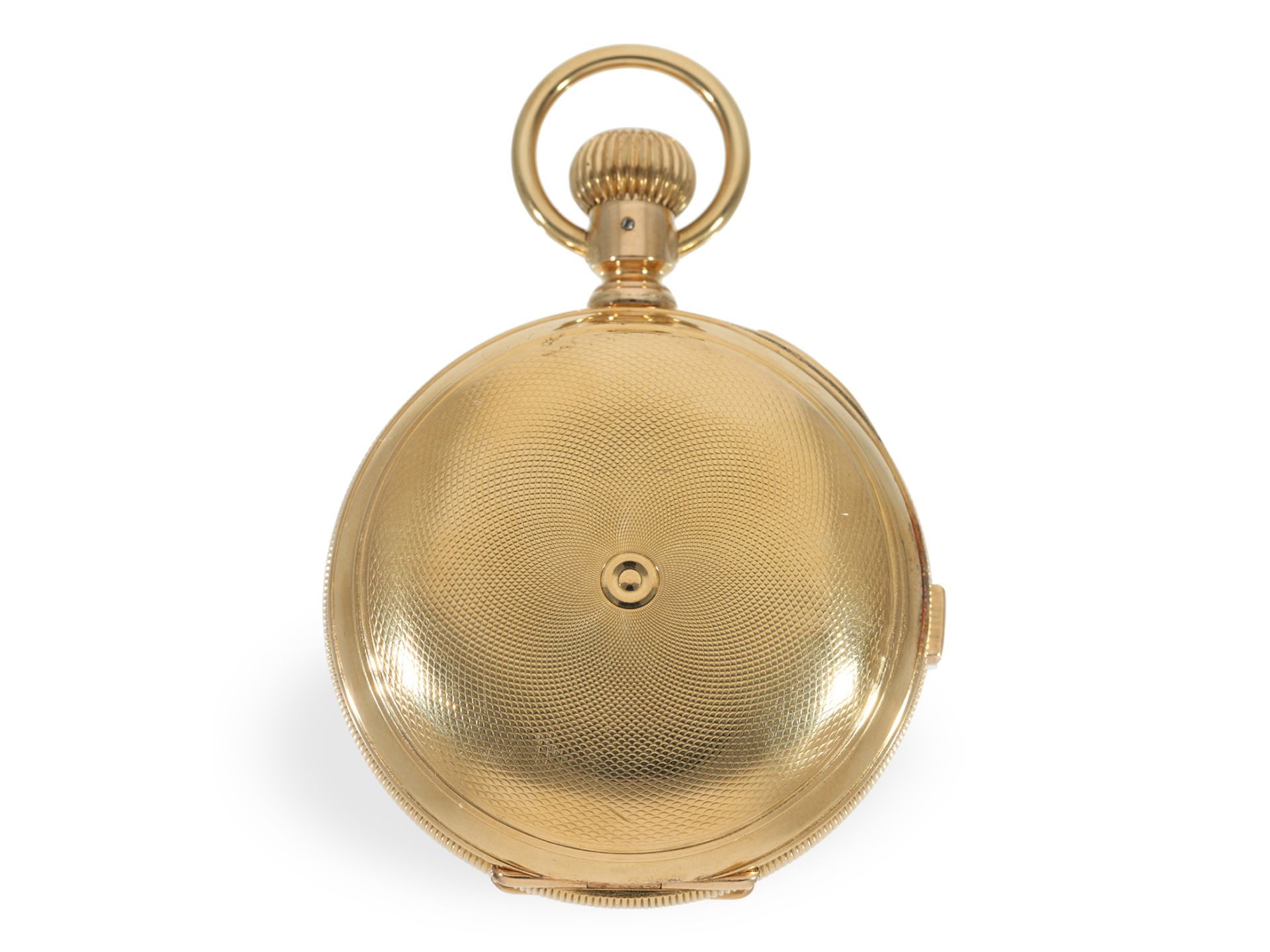 Taschenuhr: Sehr schwere Goldsavonnette mit Chronograph Rattrapante, Ankerchronometer Henry Jacot Lo - Bild 4 aus 8