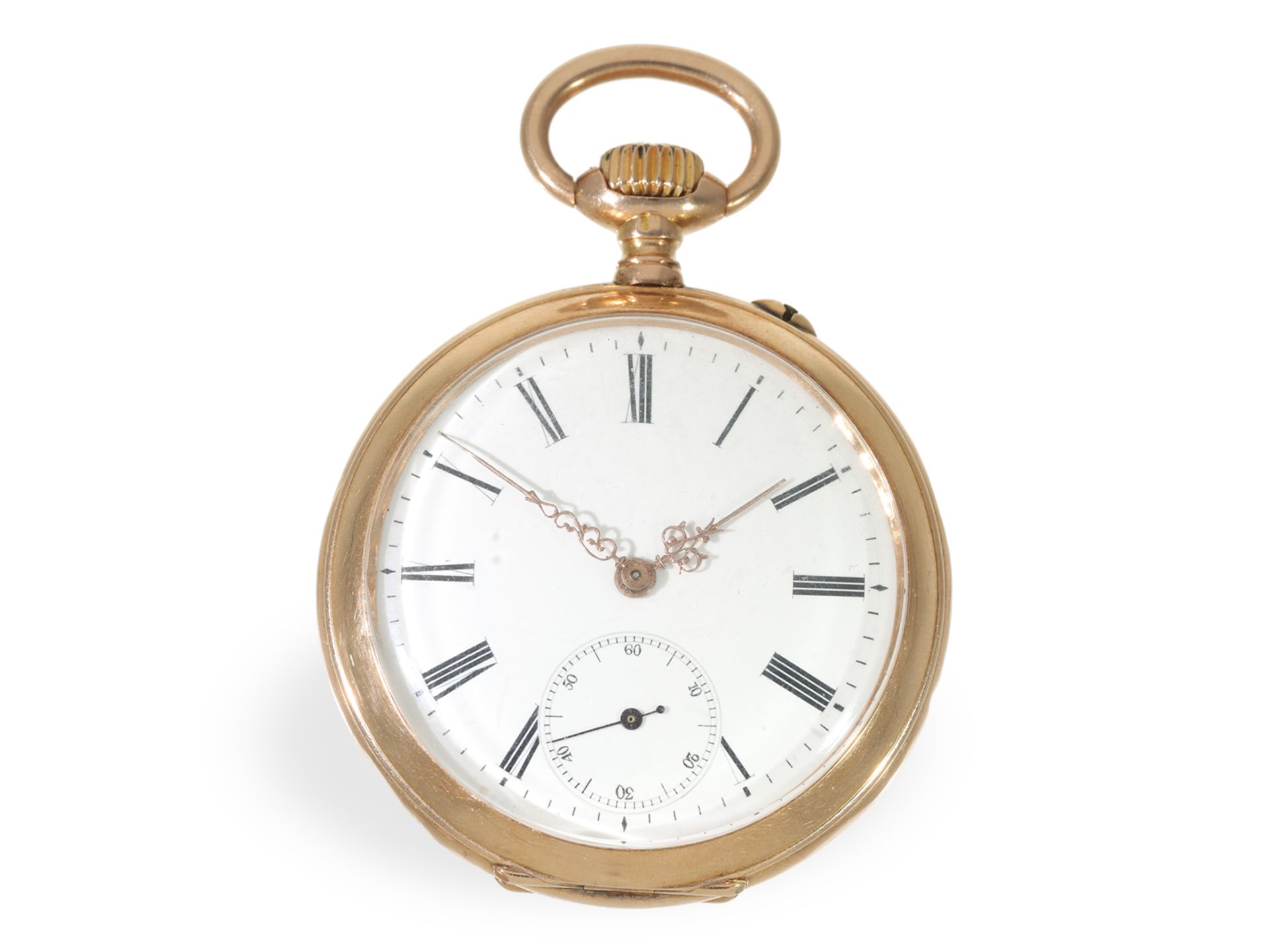 Taschenuhr: interessante, goldene IWC Herrenuhr mit fein gravierter Szene, ca. 1895 - Bild 3 aus 7