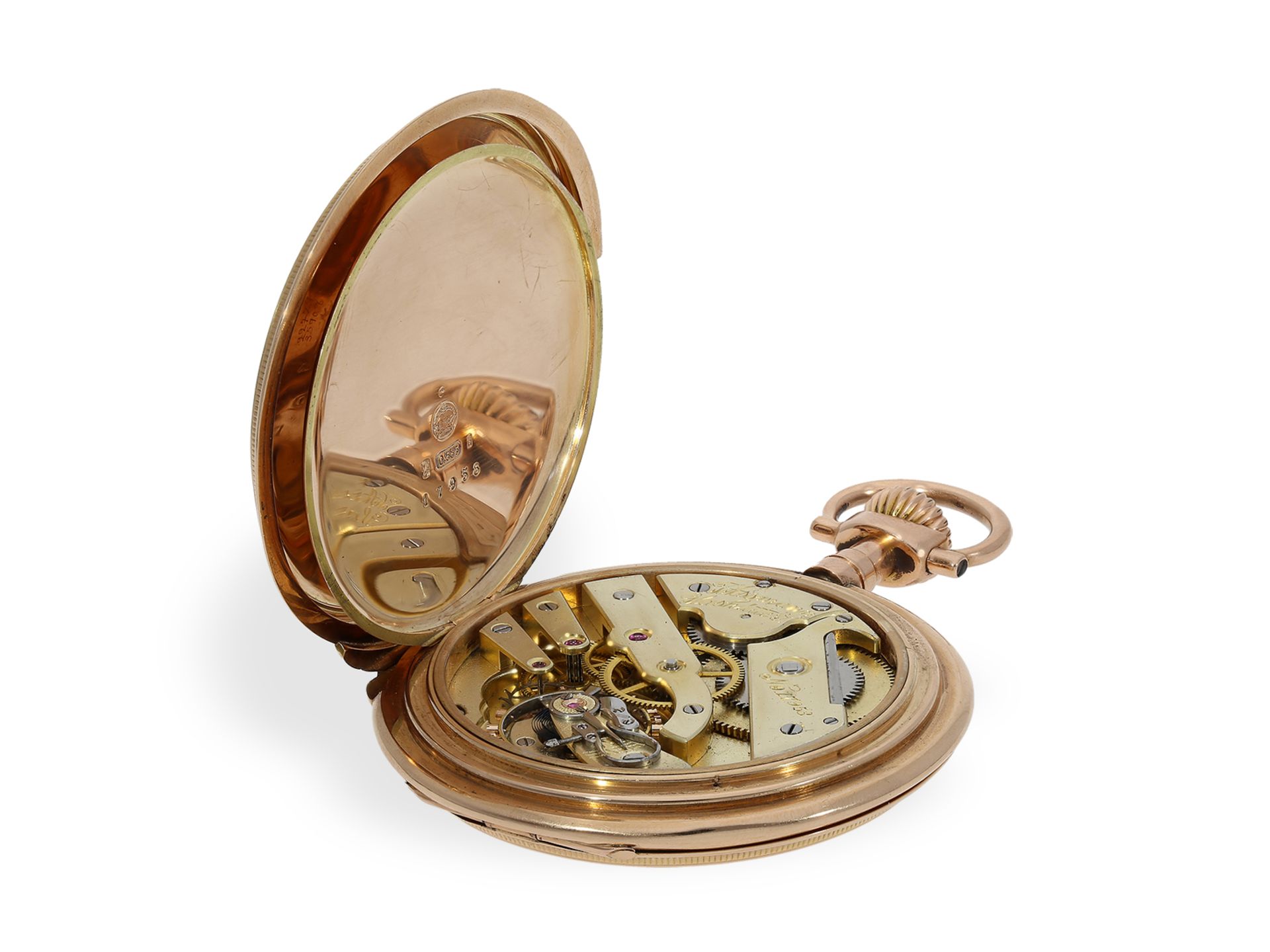 Pocket watch: rare, large Glashütte gold hunting case watch "Louis XV", Julius Assmann No.17958, ca. - Image 4 of 6