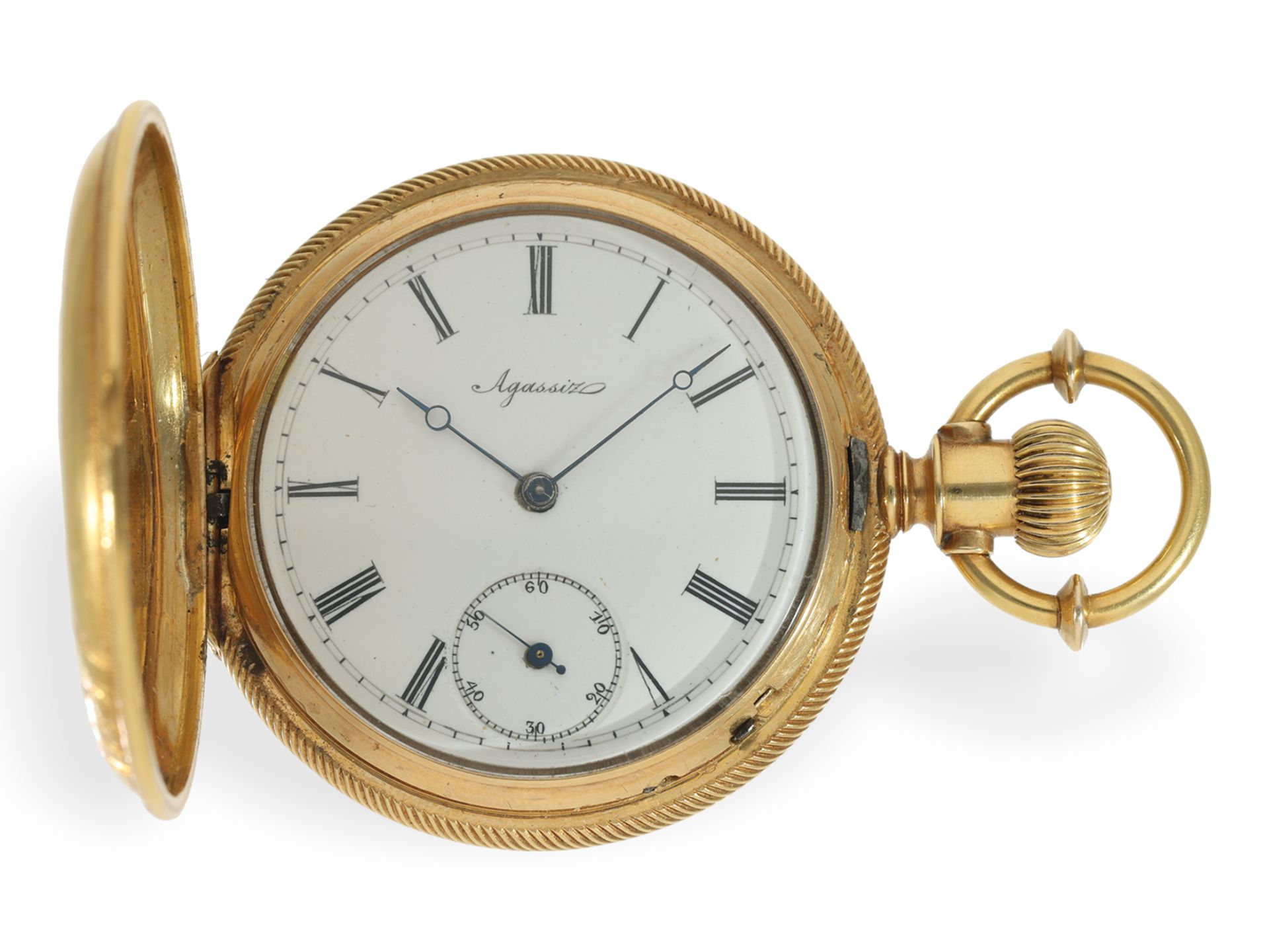 Pocket watch: fine, solid gold hunting case watch, ca. 1870, Agassiz - Image 3 of 7