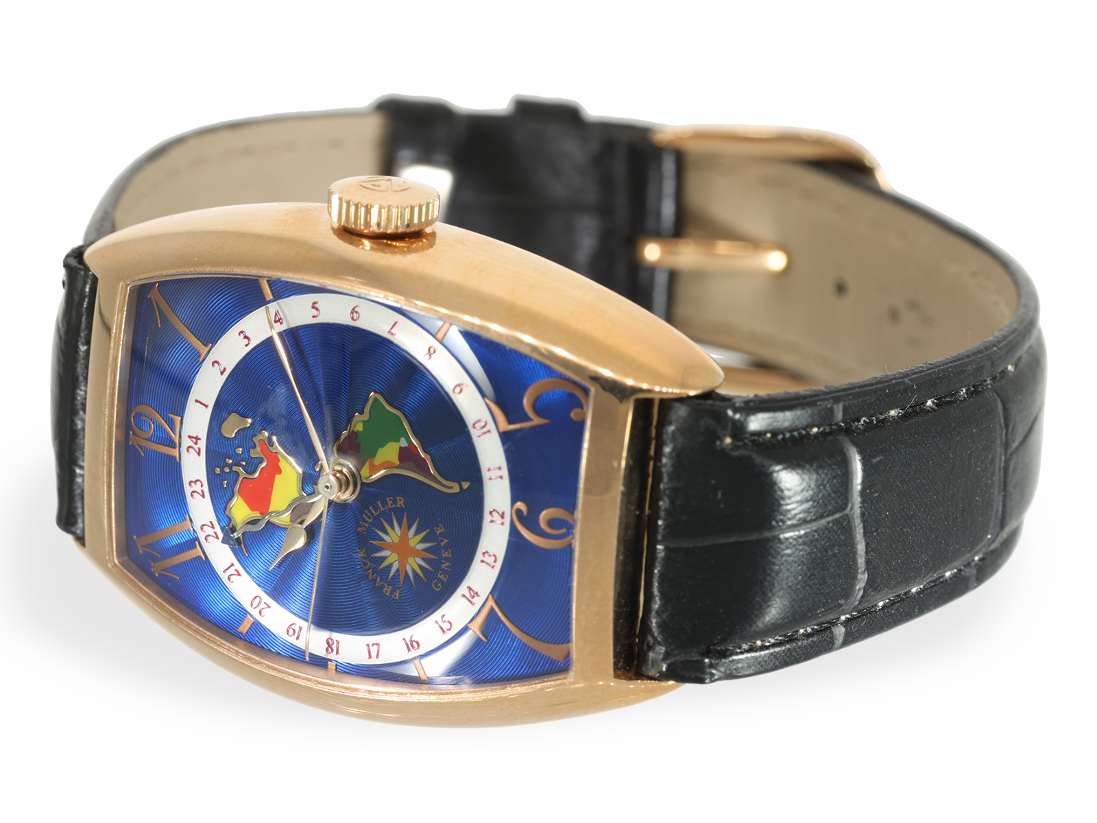 Armbanduhr: Äußerst seltenes Chronometer, Franck Muller Cloisonne "Americas" GMT Ref. 5850 WW, 18K R - Bild 2 aus 9