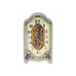 Travel clock: extremely rare Art Nouveau miniature travel clock with enamel/ silver case and unique 