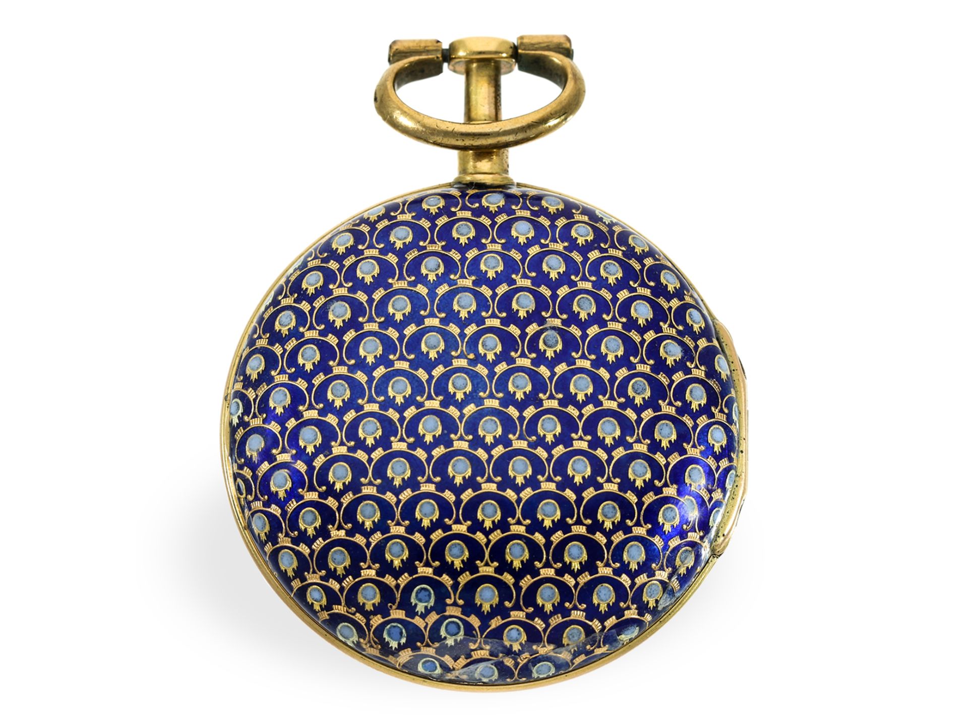 Pocket watch: fine gold/enamel verge watch with paillone enamel, Vaucher Paris around 1780 - Image 2 of 3