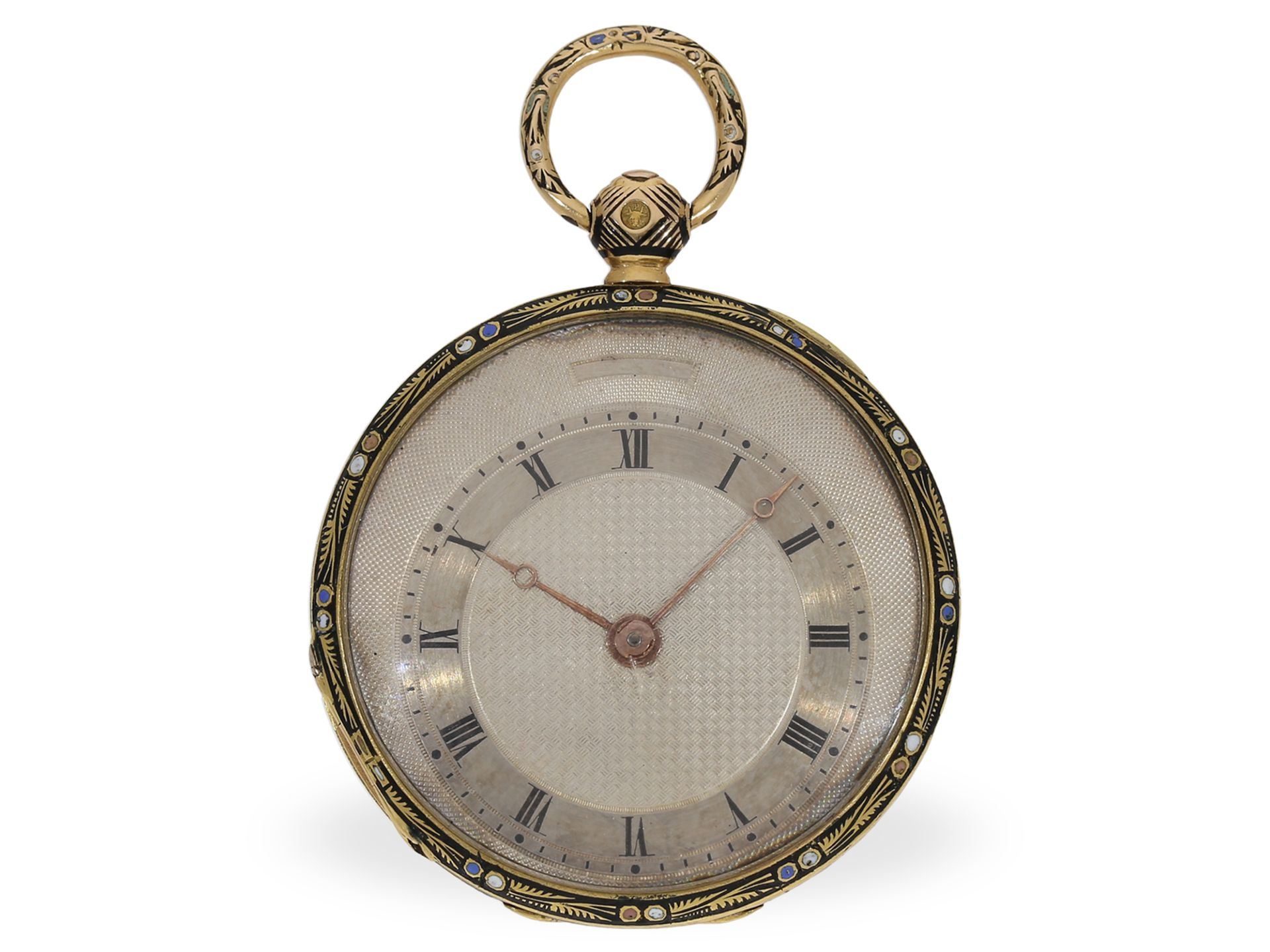 Pocket watch: excellently preserved gold/enamel lepine with decentral dial, ca. 1820 - Image 2 of 4