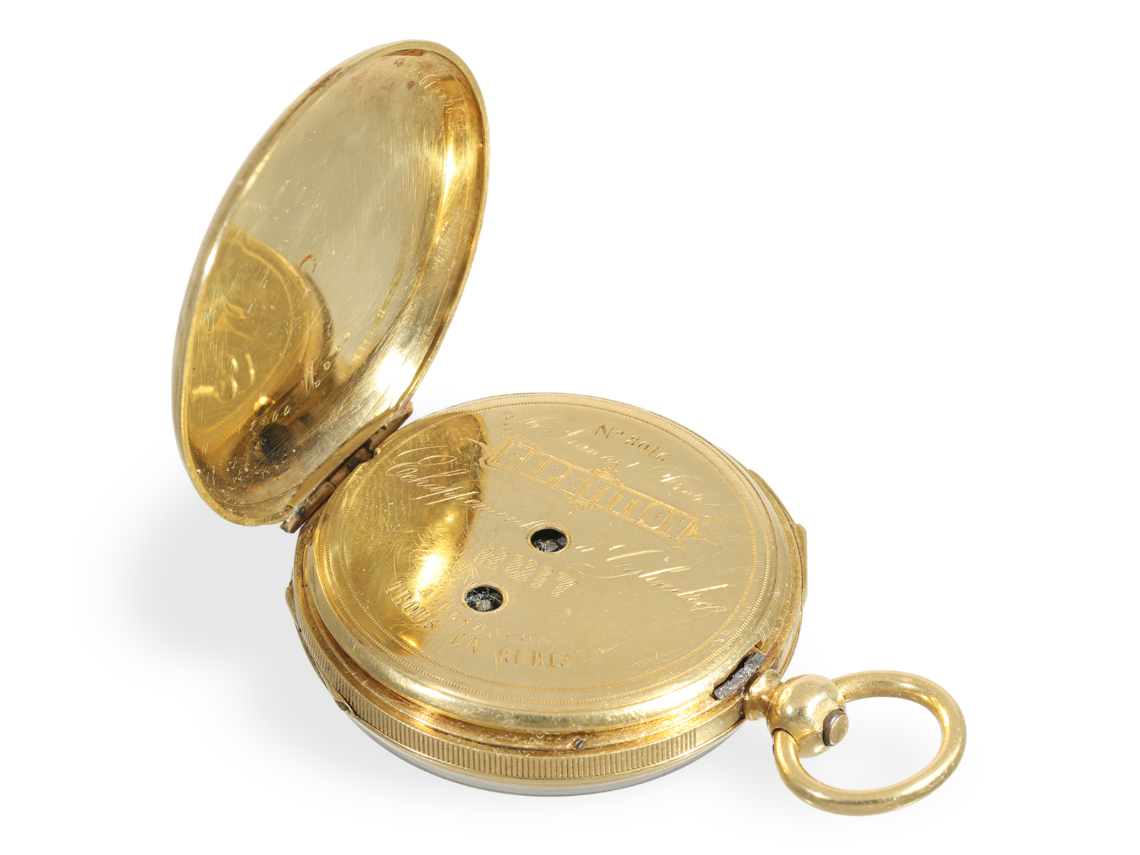 Pocket watch: very rare ladies' pocket watch with repeater, Jeannot Droz a Besancon ca. 1850 - Image 6 of 7