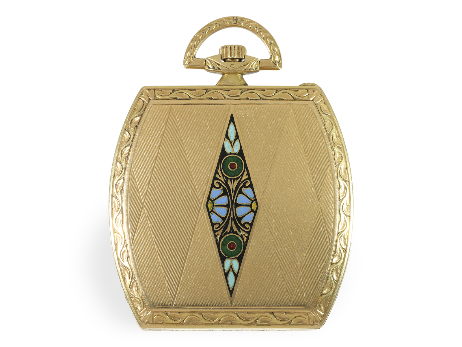 Pocket watch: extremely rare Art Deco gold/enamel dress watch in chronometer quality, ca. 1925 - Image 2 of 6