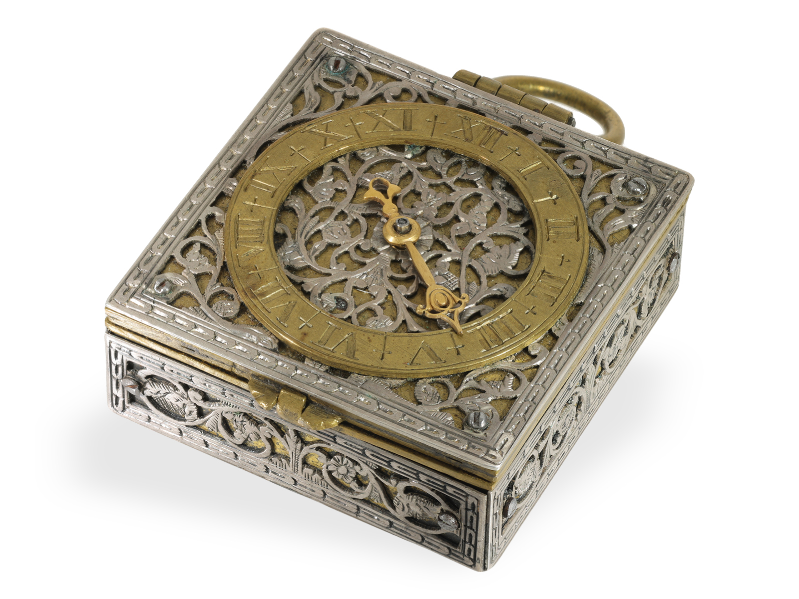 Pocket watch/pendant watch: very rare, square pendant watch in Renaissance style, signed Johann Sigm - Image 2 of 6