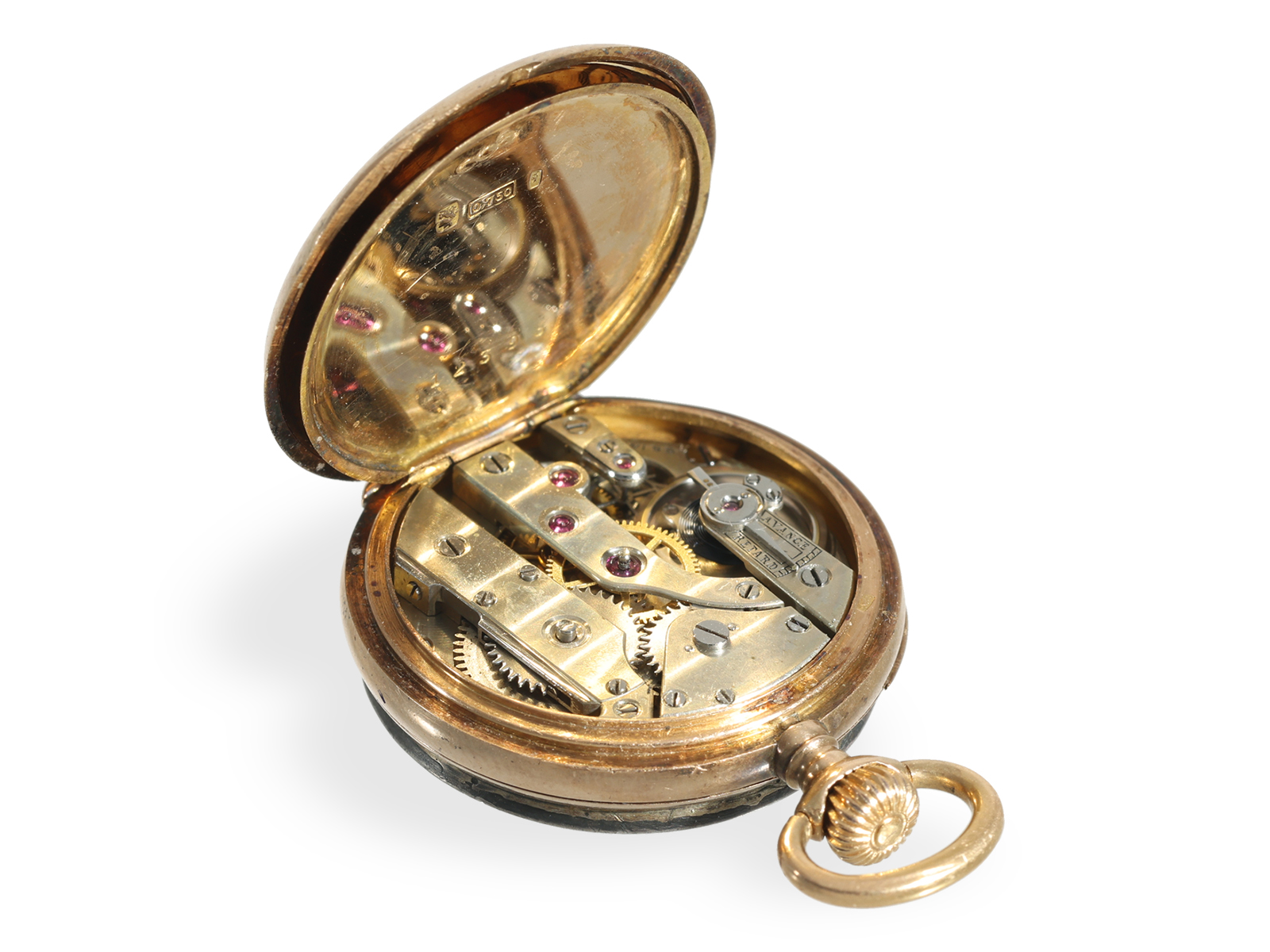 Pocket watch/pendant watch: exquisite ladies' watch with stone setting and chatelaine, Fritz Piguet  - Image 5 of 7