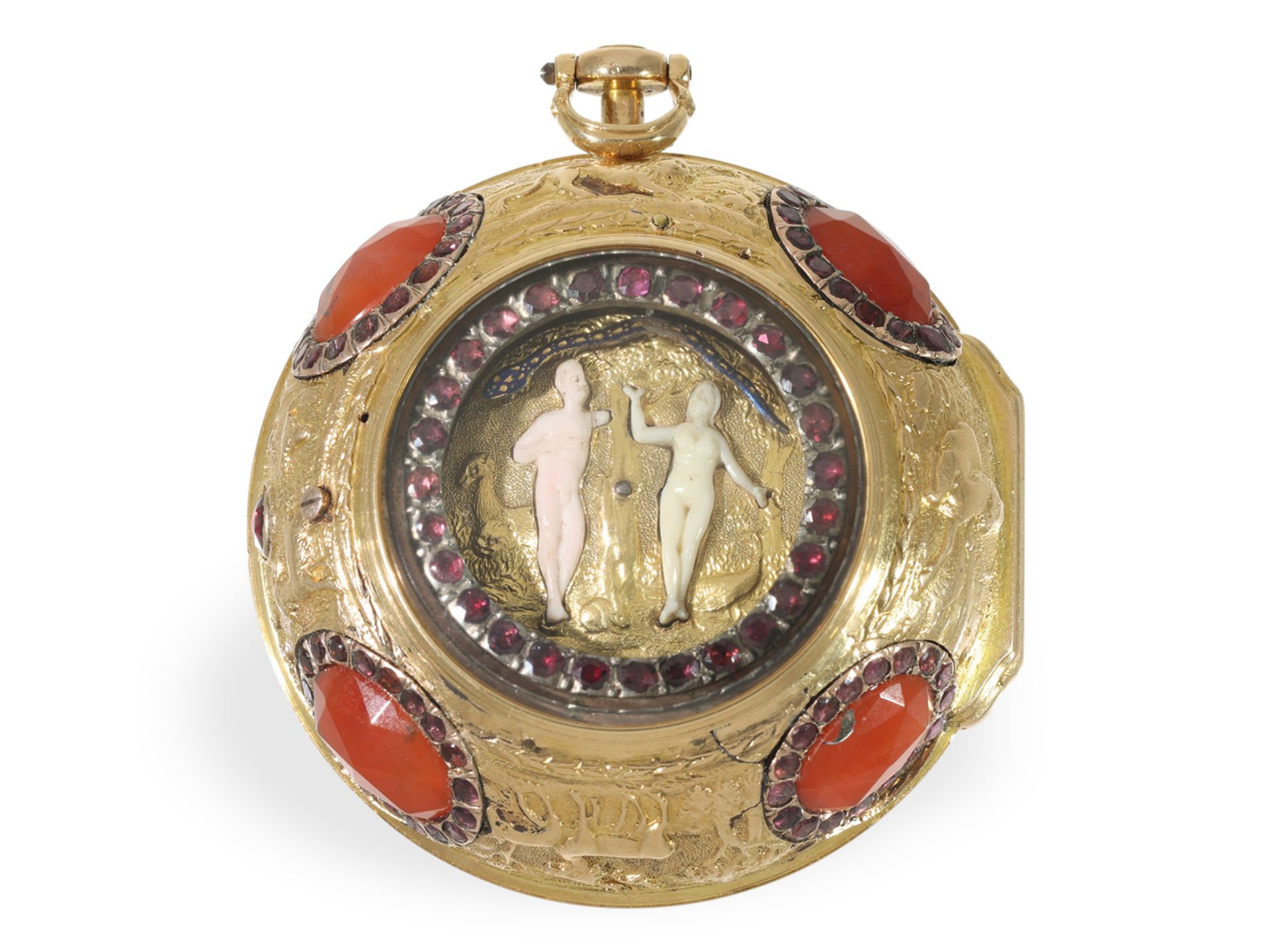 Taschenuhr: Extrem früher, musealer Adam & Eva Automat, verm. Augsburg um 1700-1720 - Bild 2 aus 9