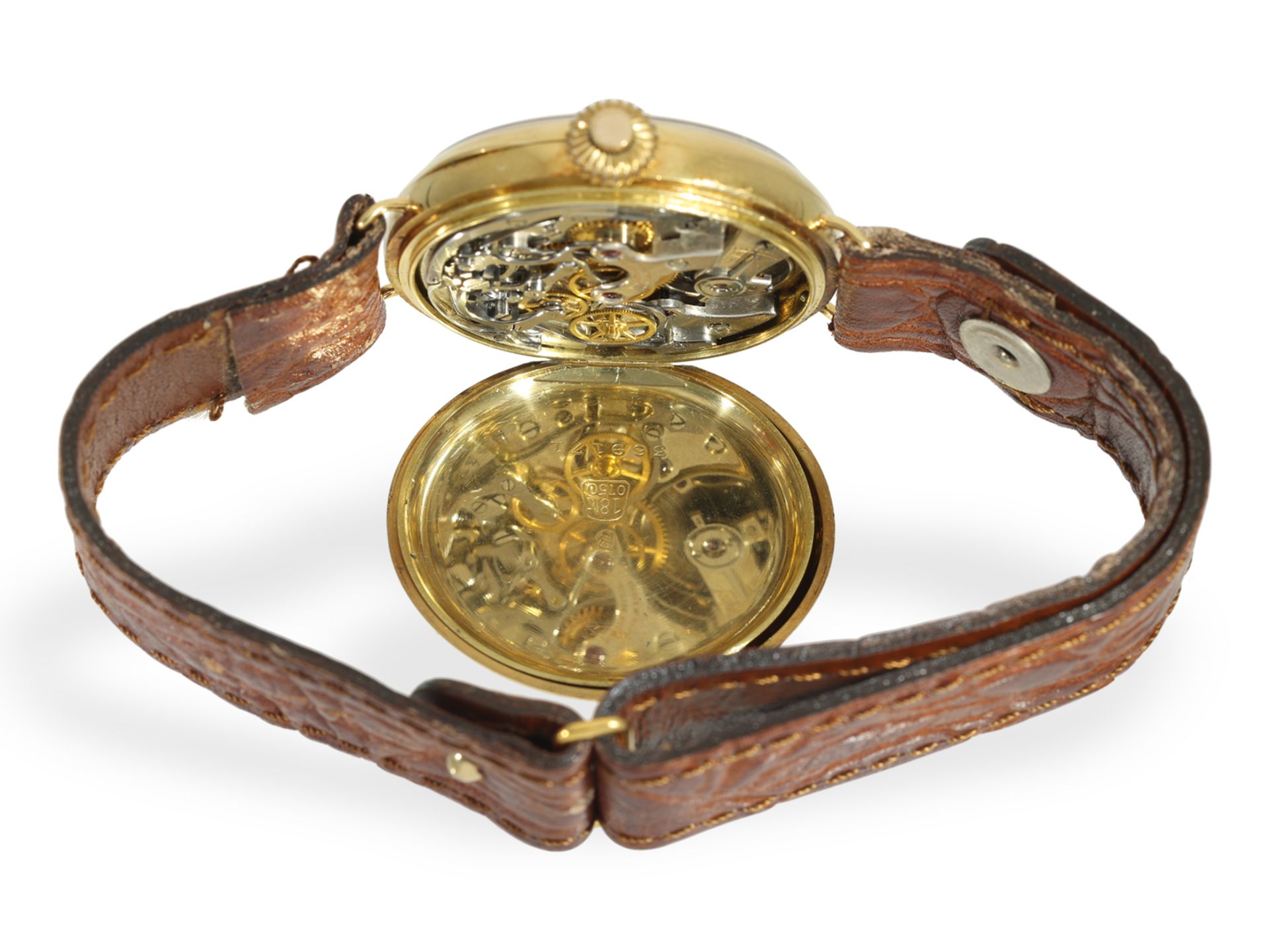 Armbanduhr: Rarität, einer der ersten Ulysse Nardin Chronographen um 1920, mit Originalbox und Origi - Bild 5 aus 9