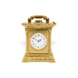 Tischuhr: rare und hochfeine Jugendstil Miniatur-Reiseuhr mit Minutenrepetition, ca.1910