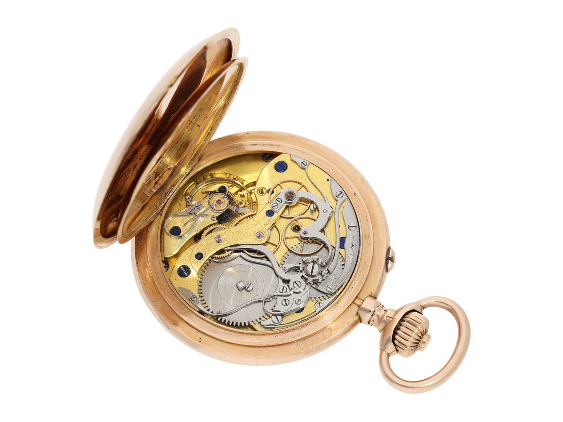 Pocket watch: extra large A. Lange & Söhne pink gold chronograph with register, No. 54691, Glashütte - Image 3 of 7