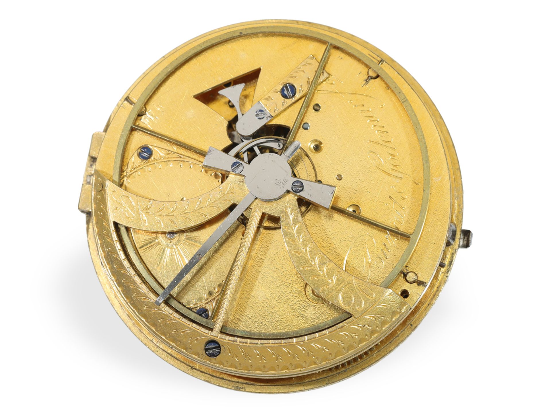 Pocket watch: absolute rarity, Pouzait with jumping seconds and calendar, signed Pouzait, ca. 1790 - Image 3 of 4