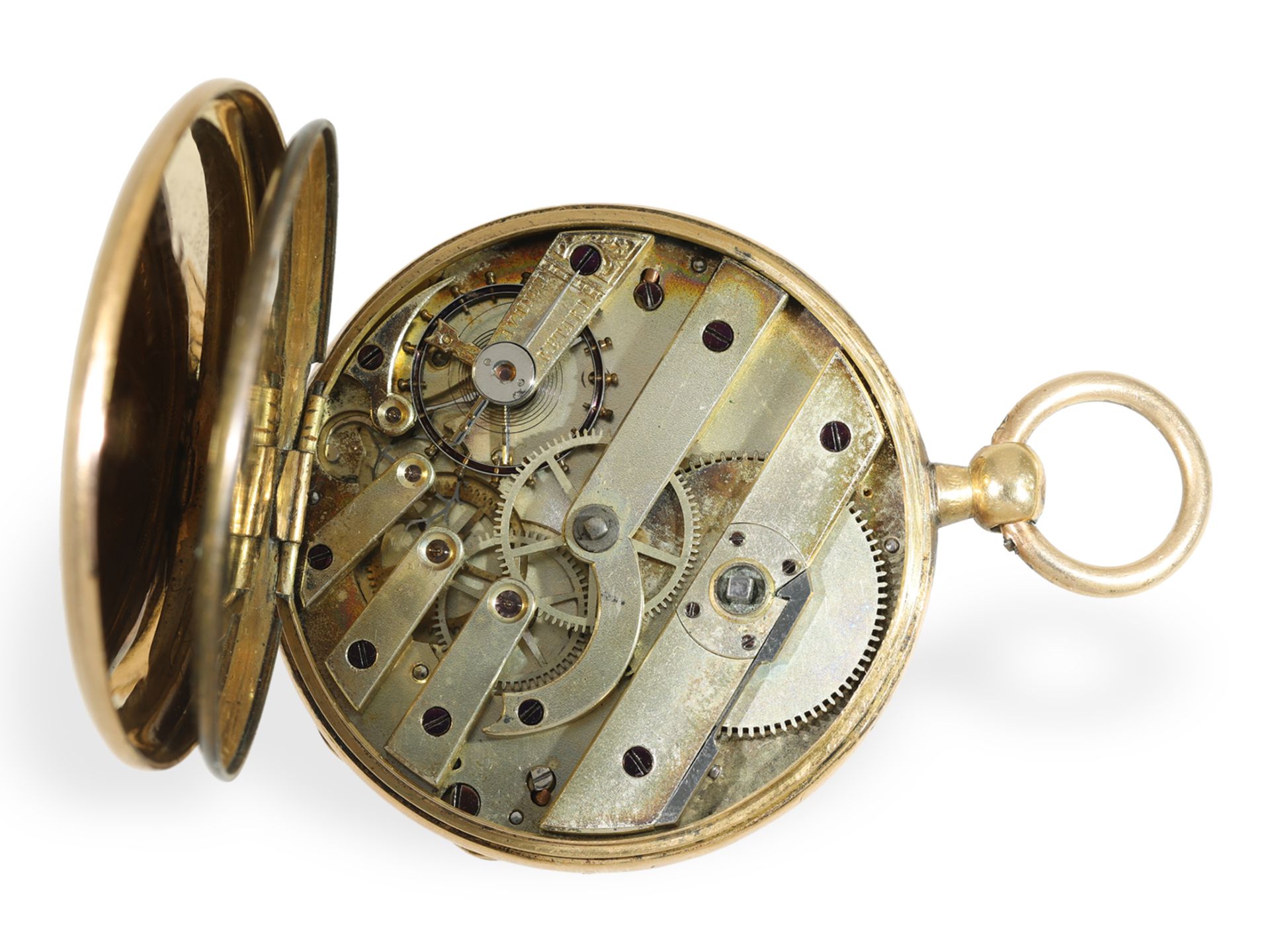 Taschenuhr: Frühe goldene Ankeruhr mit Kalender und Sekunde, Robert Geneve, ca. 1850 - Bild 3 aus 4