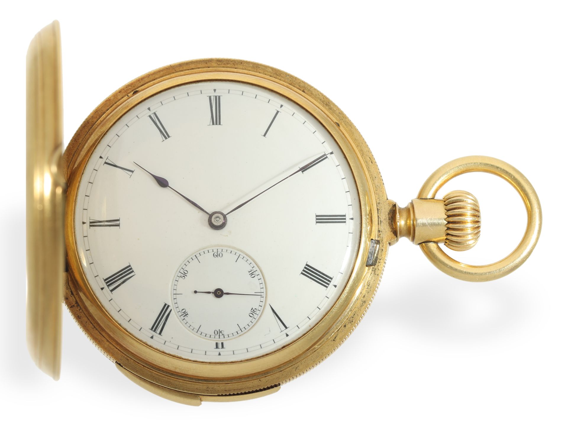 Pocket watch: historically interesting Patek Philippe gold hunting case watch with 5-minute repeater