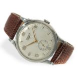 Armbanduhr: Longines oversize-37.5mm, Edelstahl, von 1951, mit Stammbuchauszug