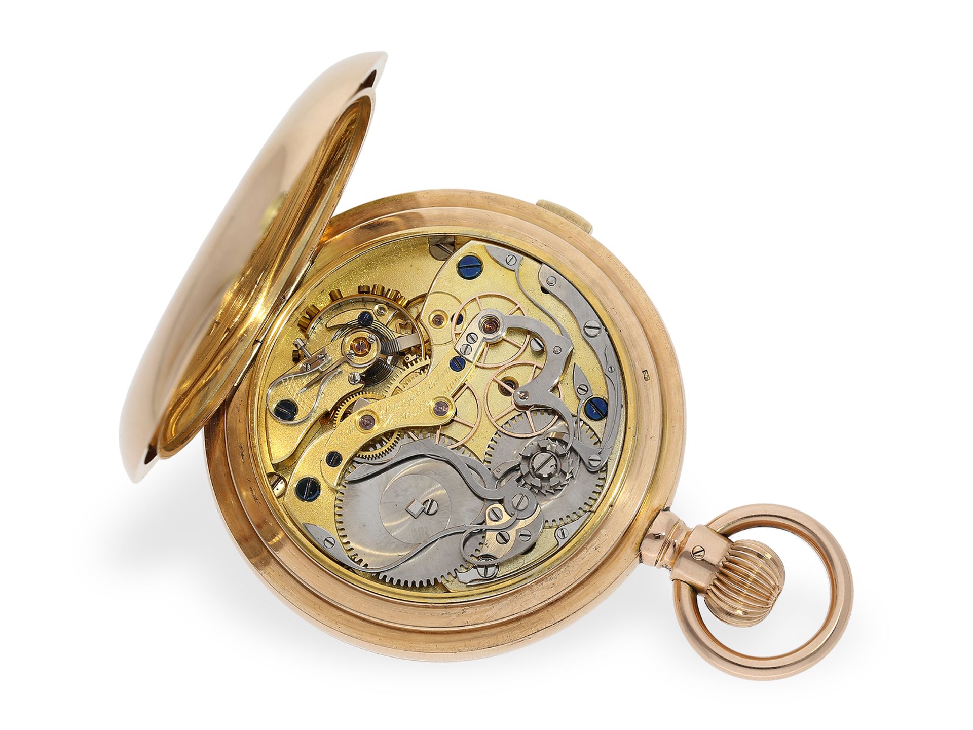 Important, historically interesting and exceptionally heavy Glashütte hunting case watch with chrono - Image 2 of 9