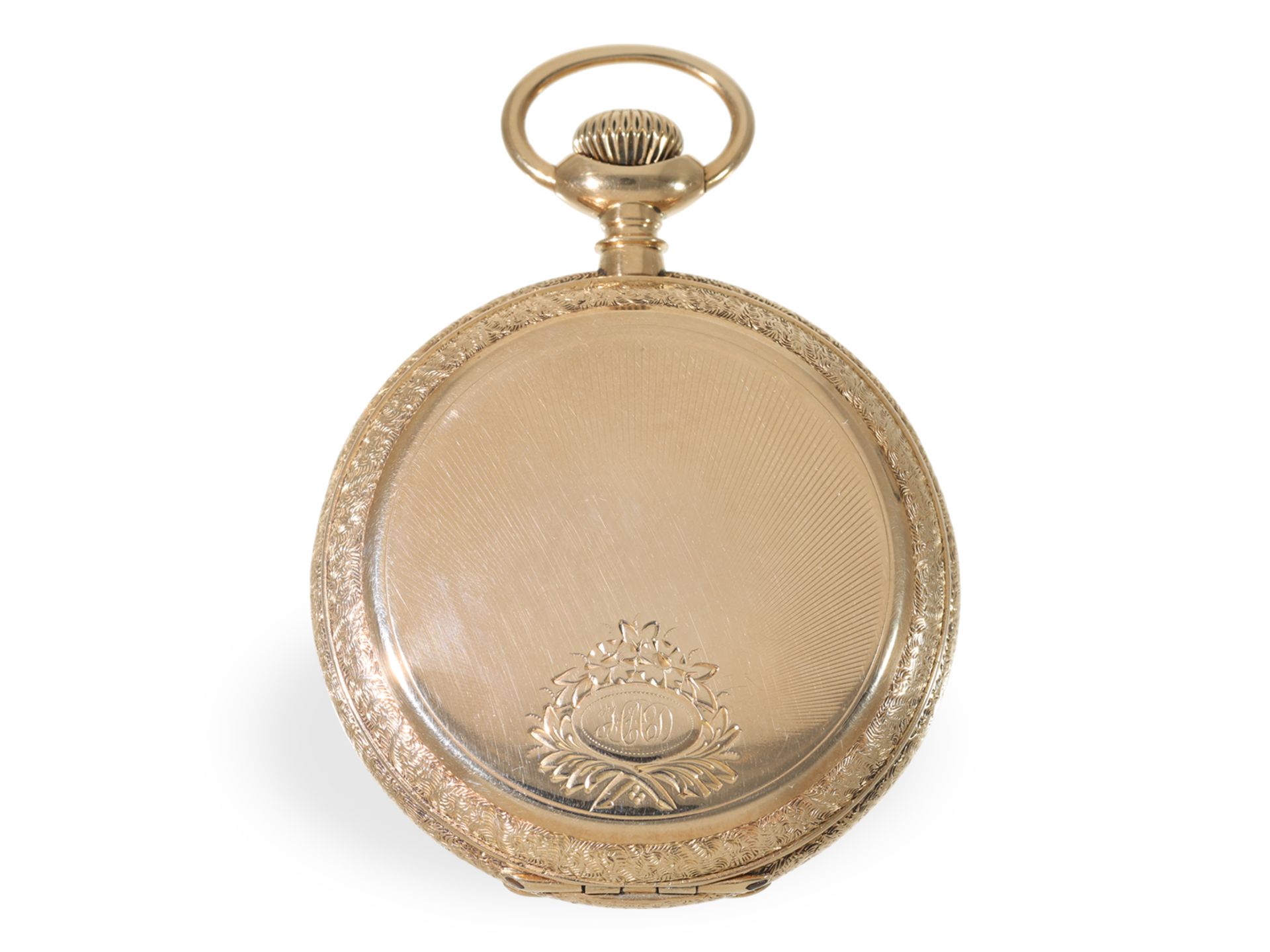Pocket watch: heavy pink gold hunting case watch with splendour case, Elgin USA around 1900 - Image 3 of 7