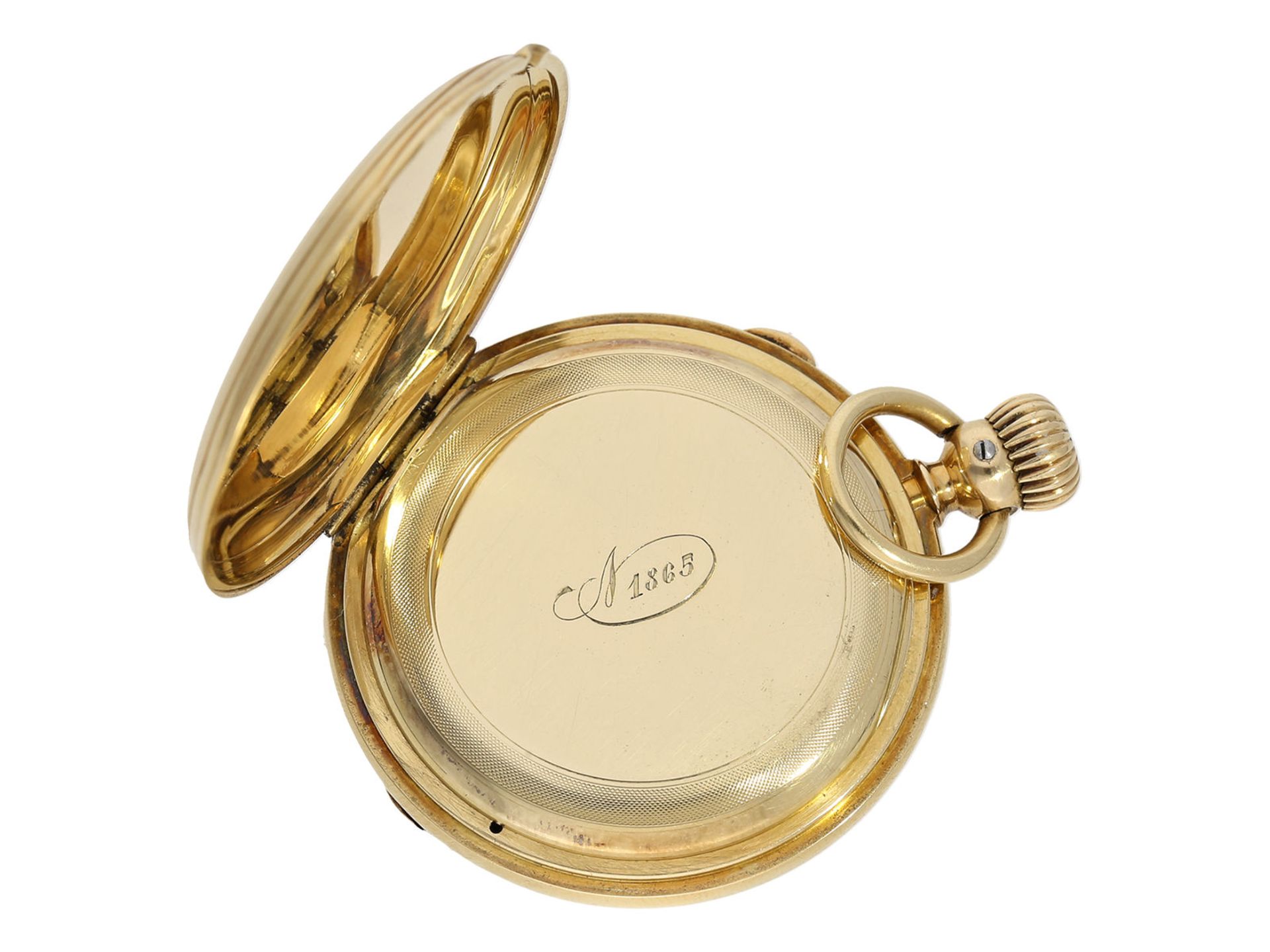 Pocket watch: Glashütte rarity, very early and small gold hunting case watch, signed Mansberger Glas - Image 5 of 8