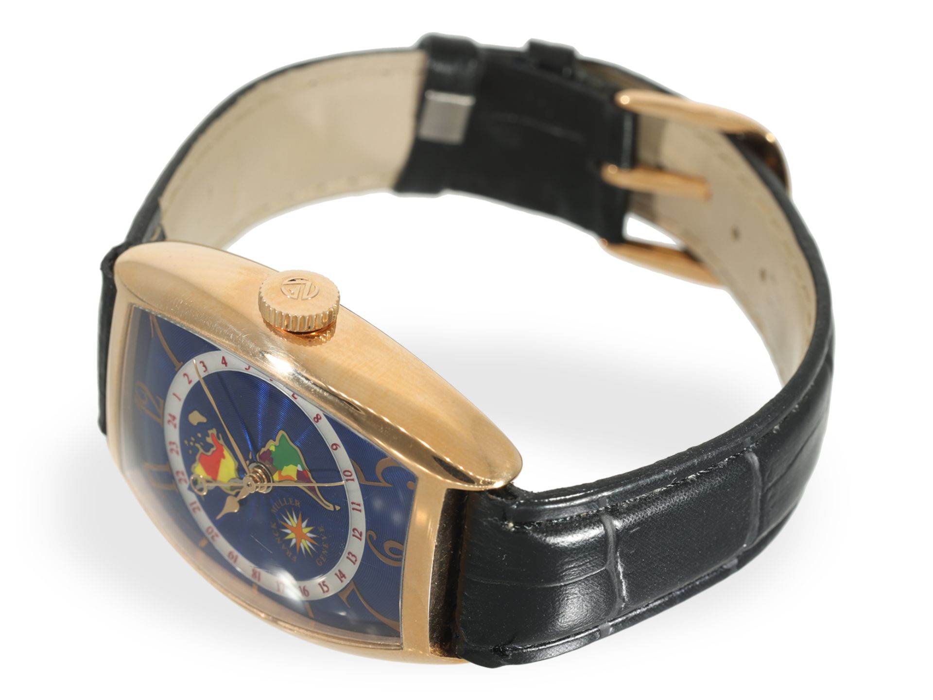 Armbanduhr: Äußerst seltenes Chronometer, Franck Muller Cloisonne "Americas" GMT Ref. 5850 WW, 18K R - Bild 4 aus 9