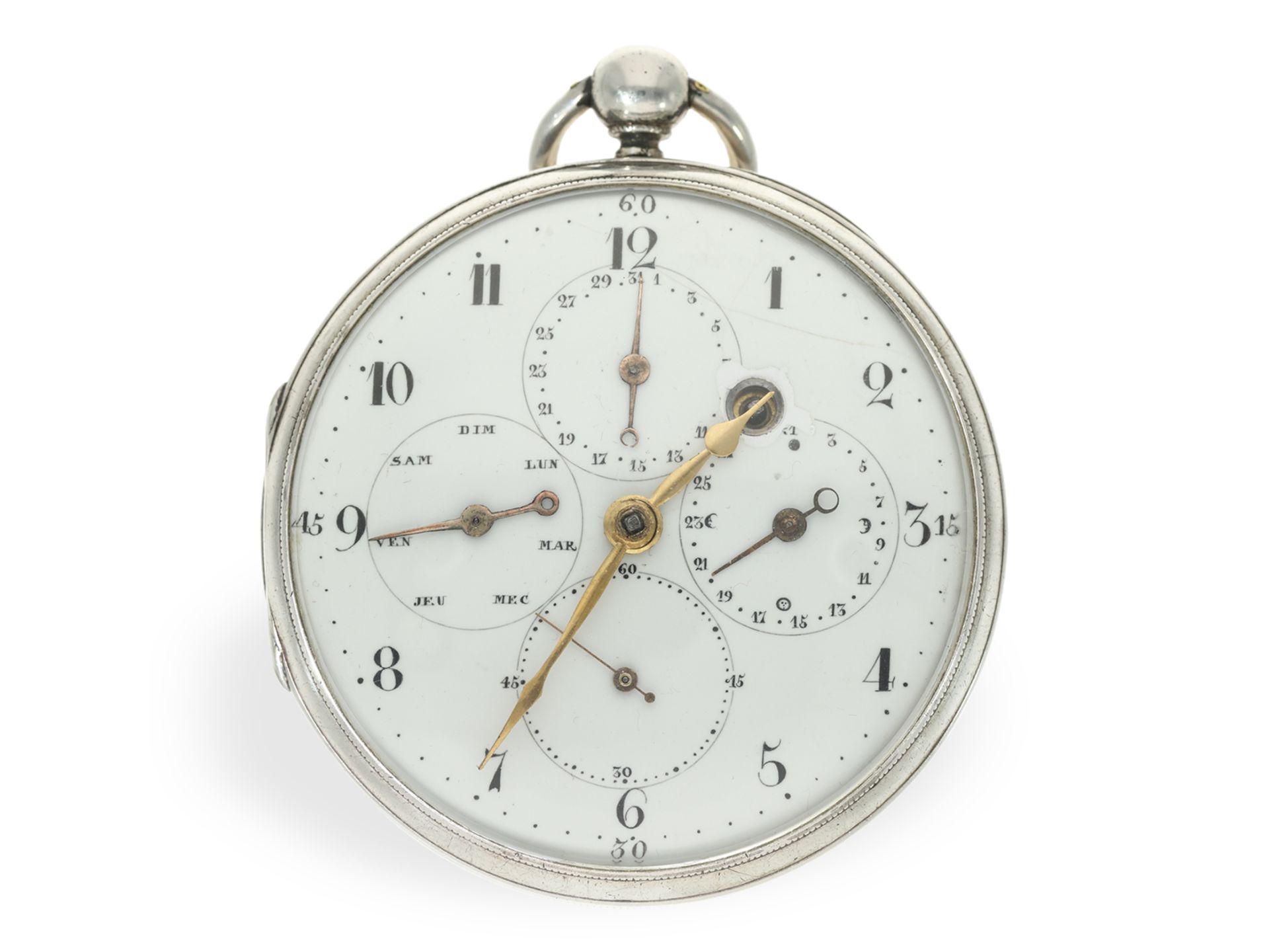 Pocket watch: large astronomical verge watch with seconds display, Switzerland around 1800