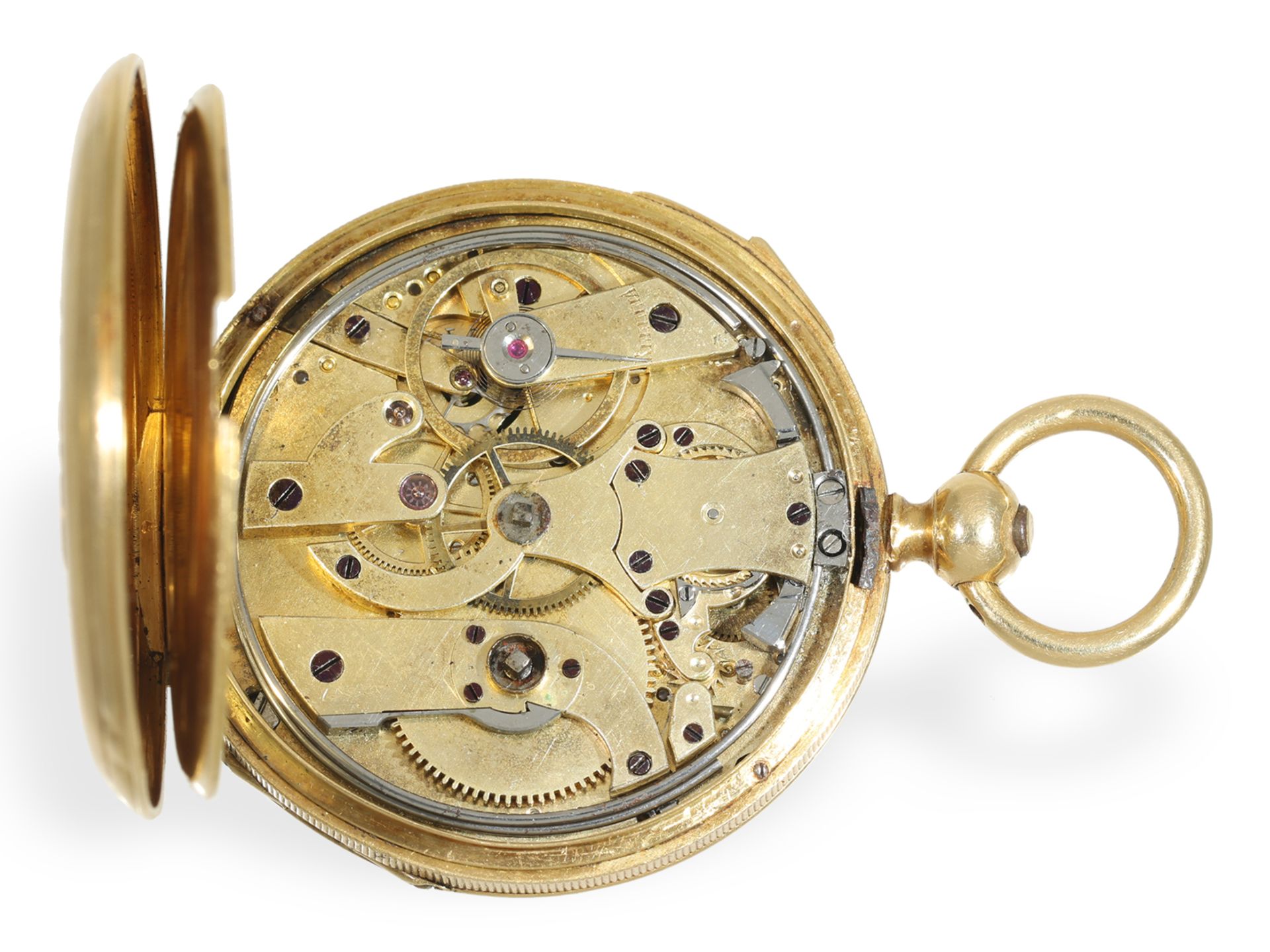 Taschenuhr: sehr seltene Damentaschenuhr mit Repetition, Jeannot Droz a Besancon ca. 1850 - Bild 4 aus 7