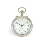 Taschenuhr: schwere silberne Präzisionstaschenuhr mit Schleppzeigerchronograph, gefertigt für die ko