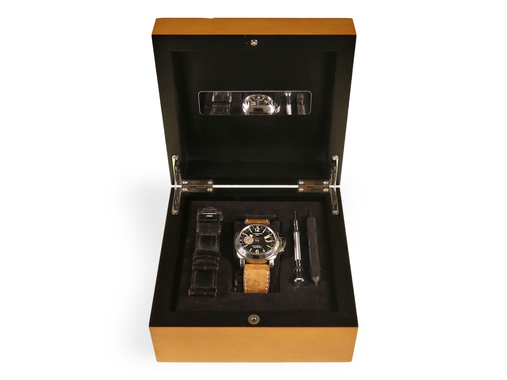 Armbanduhr: Chronometer Panerai Luminor GMT REF. OP 6761, No. 0001!, Full-Set von 2013 - Bild 9 aus 10