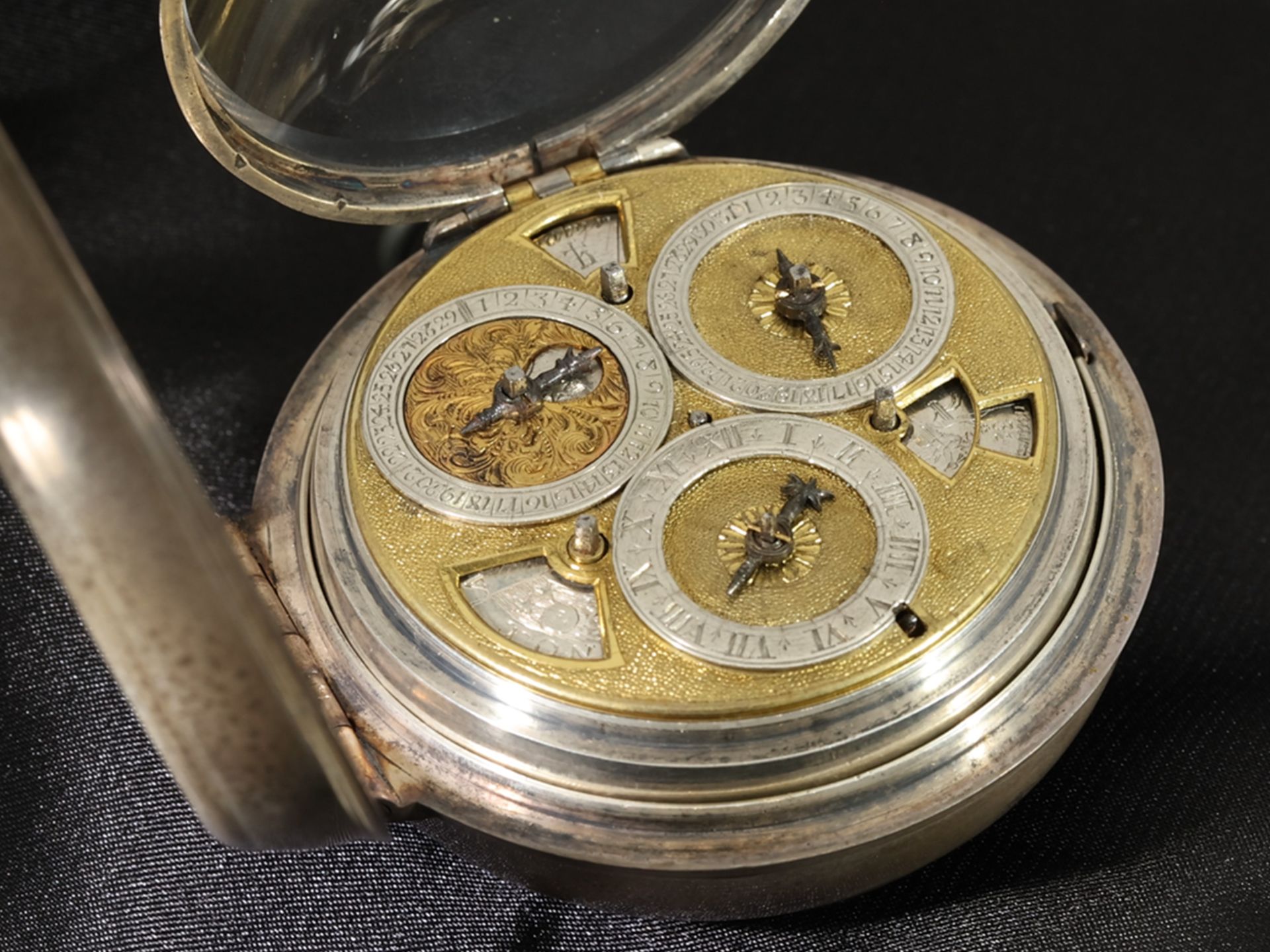 Taschenuhr: bedeutende, hochkomplizierte einzeigrige astronomische Spindeluhr mit 8 astronomischen K - Bild 9 aus 10