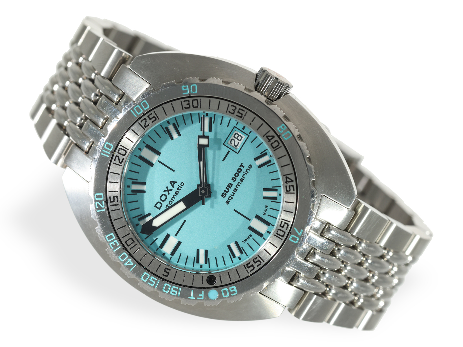 Armbanduhr: Moderne Taucheruhr von Doxa, Sub 300T Aquamarine, Full-Set von 2022