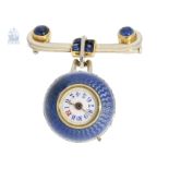 Pendant watch/ brooch watch: rarity, "Boule de Genève", very rare quality, gold/ platinum/ enamel wi