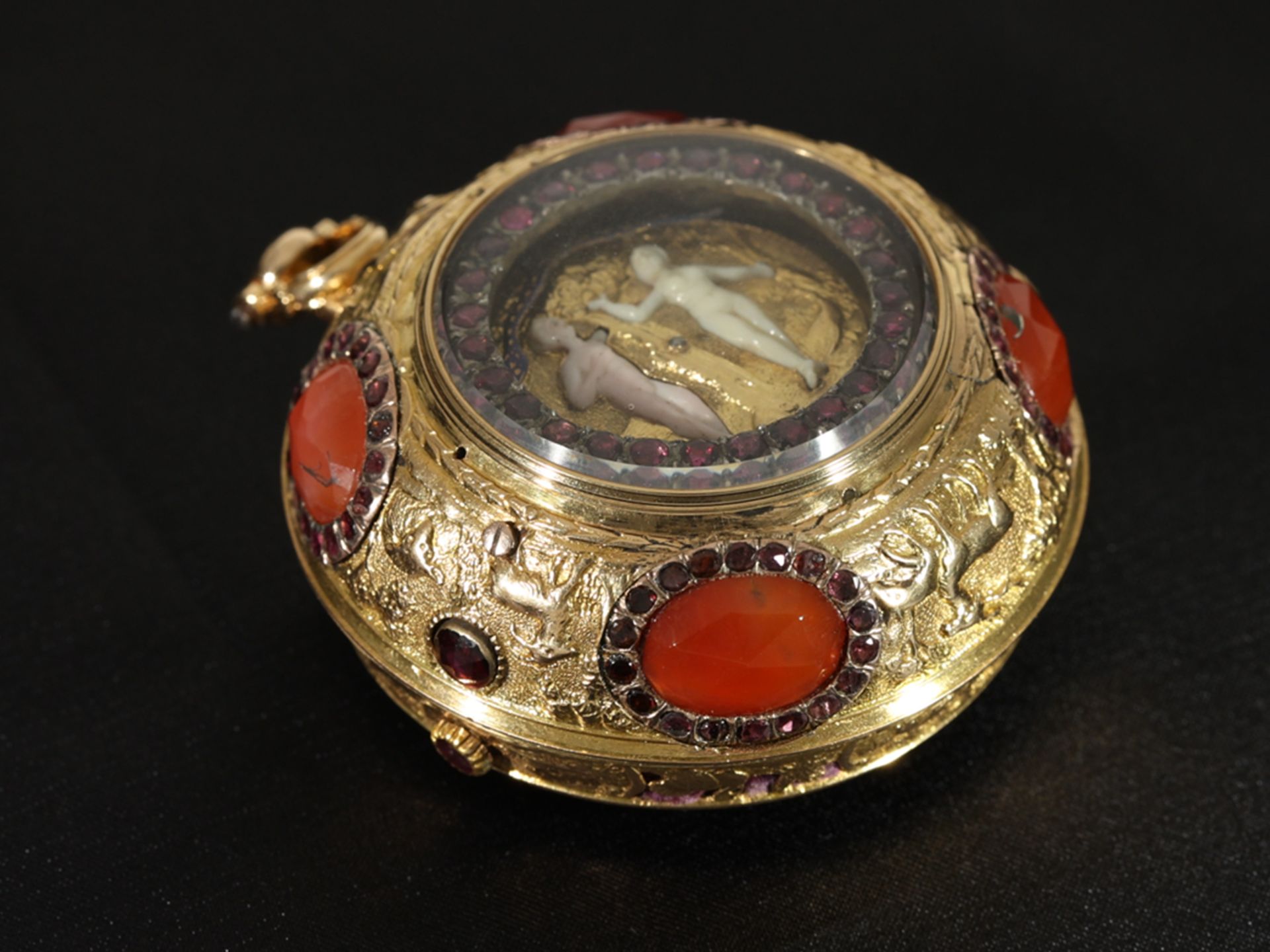 Pocket watch: extremely early, museum-quality Adam & Eve automaton, probably Augsburg around 1700-17 - Image 7 of 9