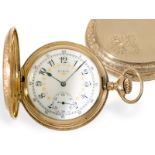 Pocket watch: heavy pink gold hunting case watch with splendour case, Elgin USA around 1900