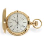 Taschenuhr: Sehr schwere Goldsavonnette mit Chronograph Rattrapante, Ankerchronometer Henry Jacot Lo