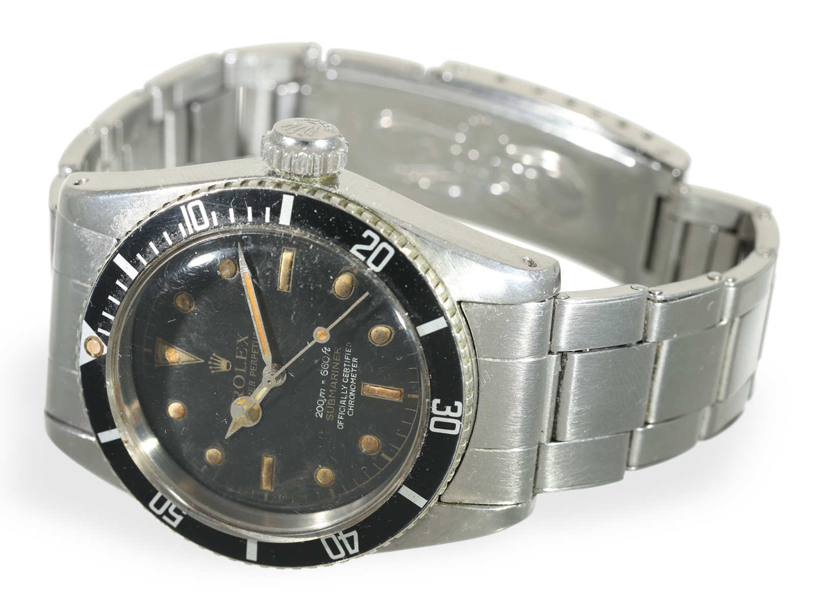 Armbanduhr: Extrem rare Rolex Submariner Ref. 6538 Big Crown-Four Liner, ca. 1958 - Bild 2 aus 9