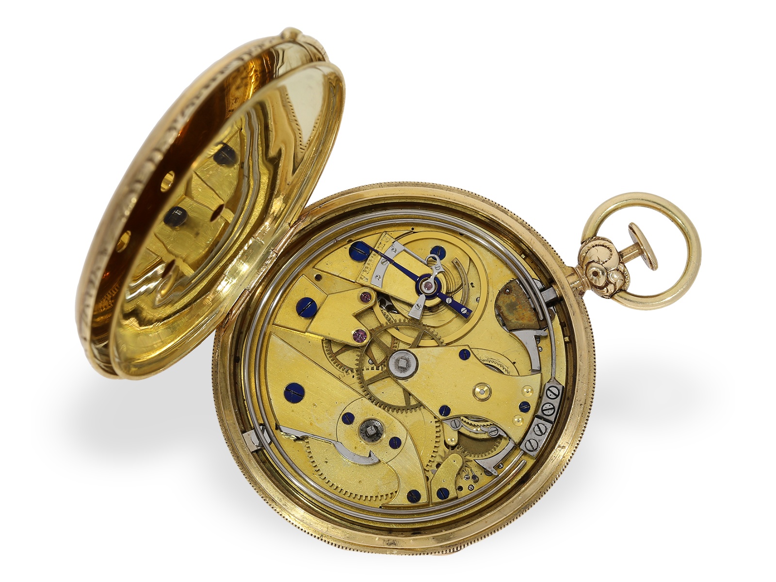 Pocket watch: important enamel watch with erotic scene, repeater and ruby cylinder escapement, Alleg - Image 3 of 7