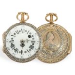 Einzigartige, historisch bedeutende goldene Taschenuhr mit Porträt von Katharina II. von Russland, c