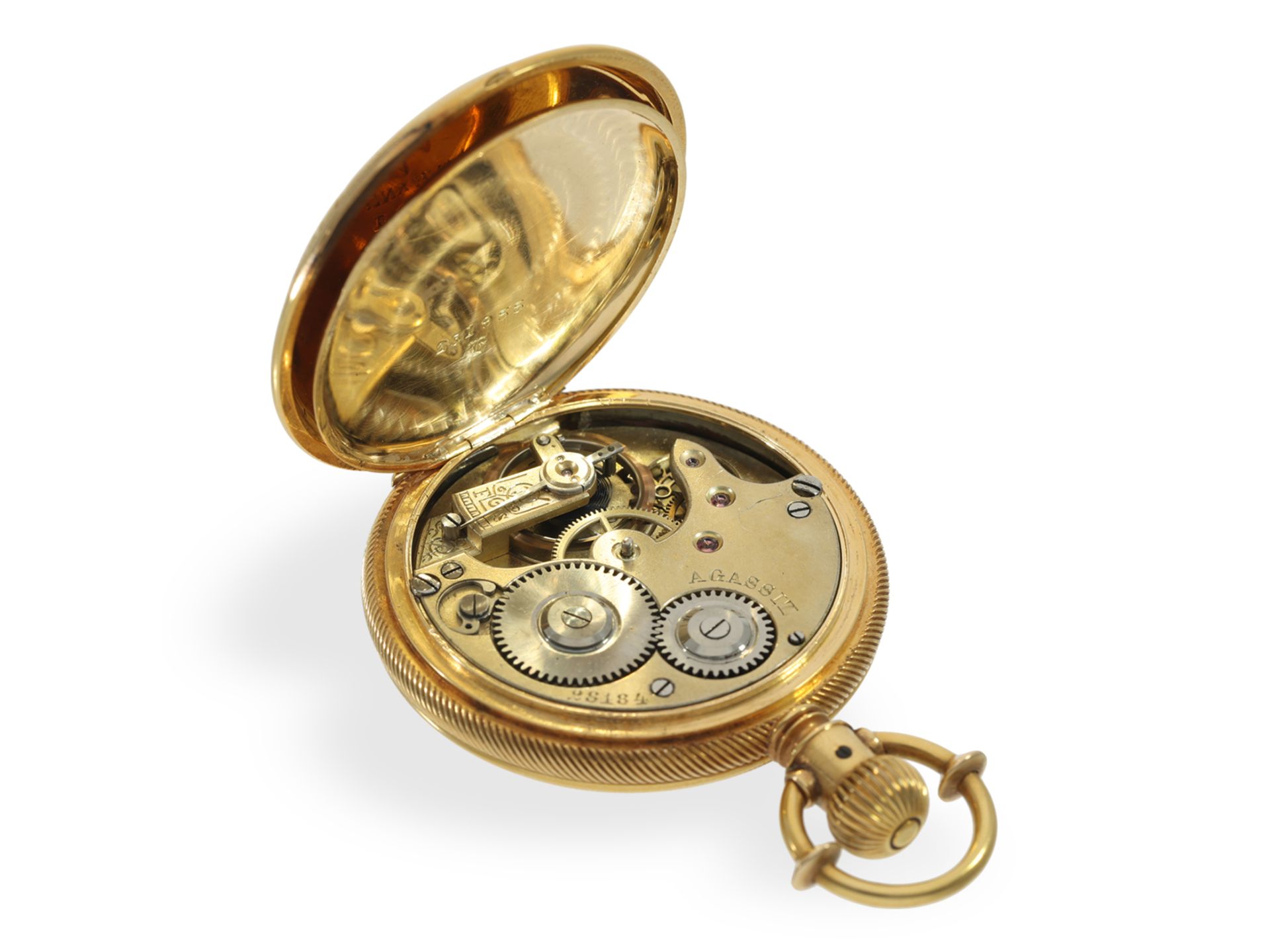 Pocket watch: fine, solid gold hunting case watch, ca. 1870, Agassiz - Image 5 of 7