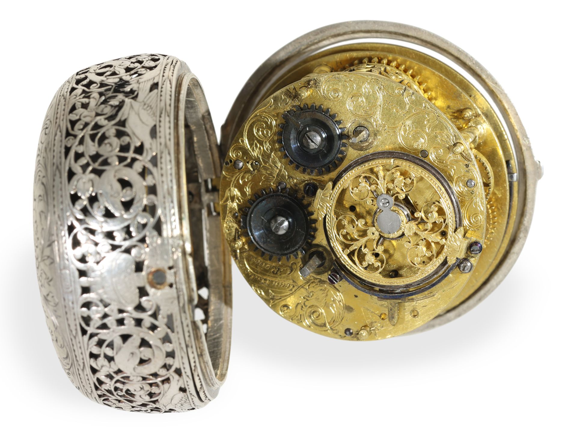 Pocket watch: early single-hand oignon with alarm, Jean Hubert Rouen, ca. 1680 - Image 7 of 12