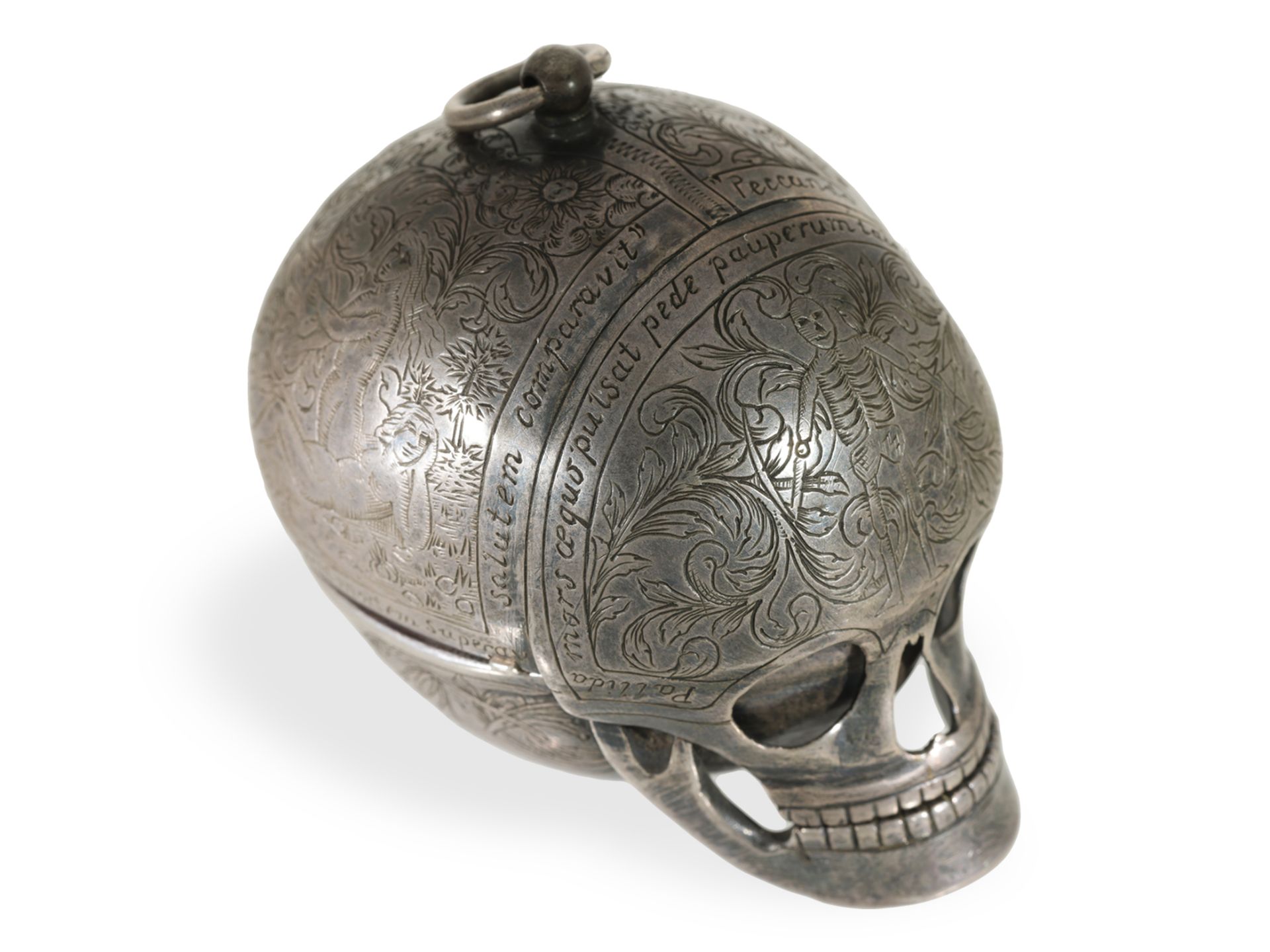 Pendant watch: extremely rare, early Renaissance-style pendant watch in the shape of a skull, signed - Image 8 of 9