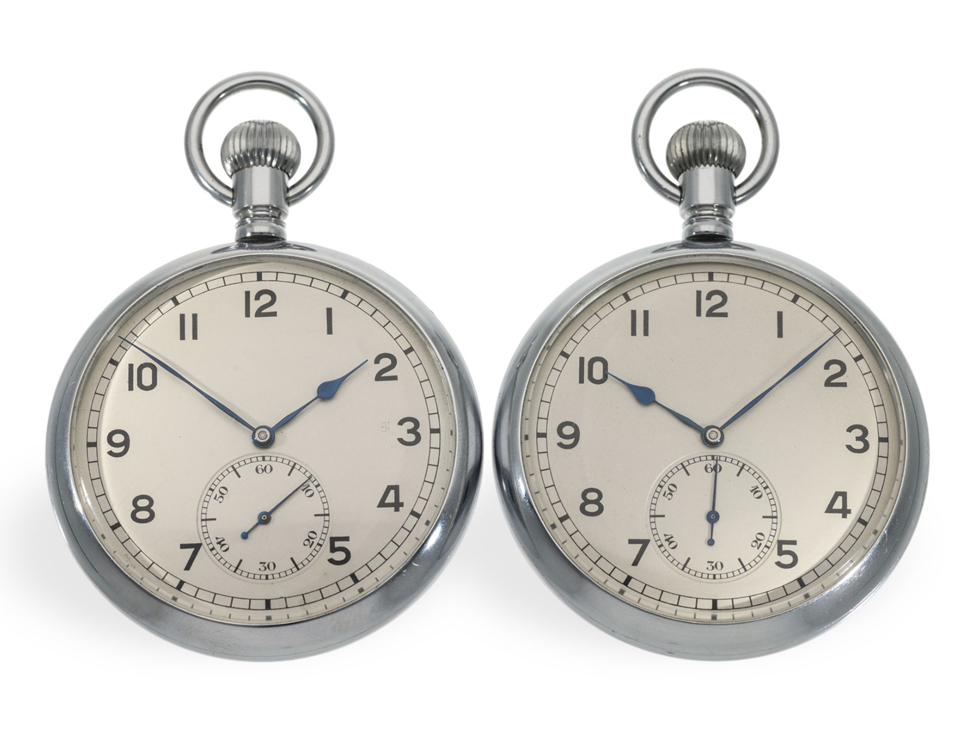 Pocket watch: pair of NEW-OLD-STOCK deck watches, "Schätzle & Tschudin" for the Deutsche Seewarte in