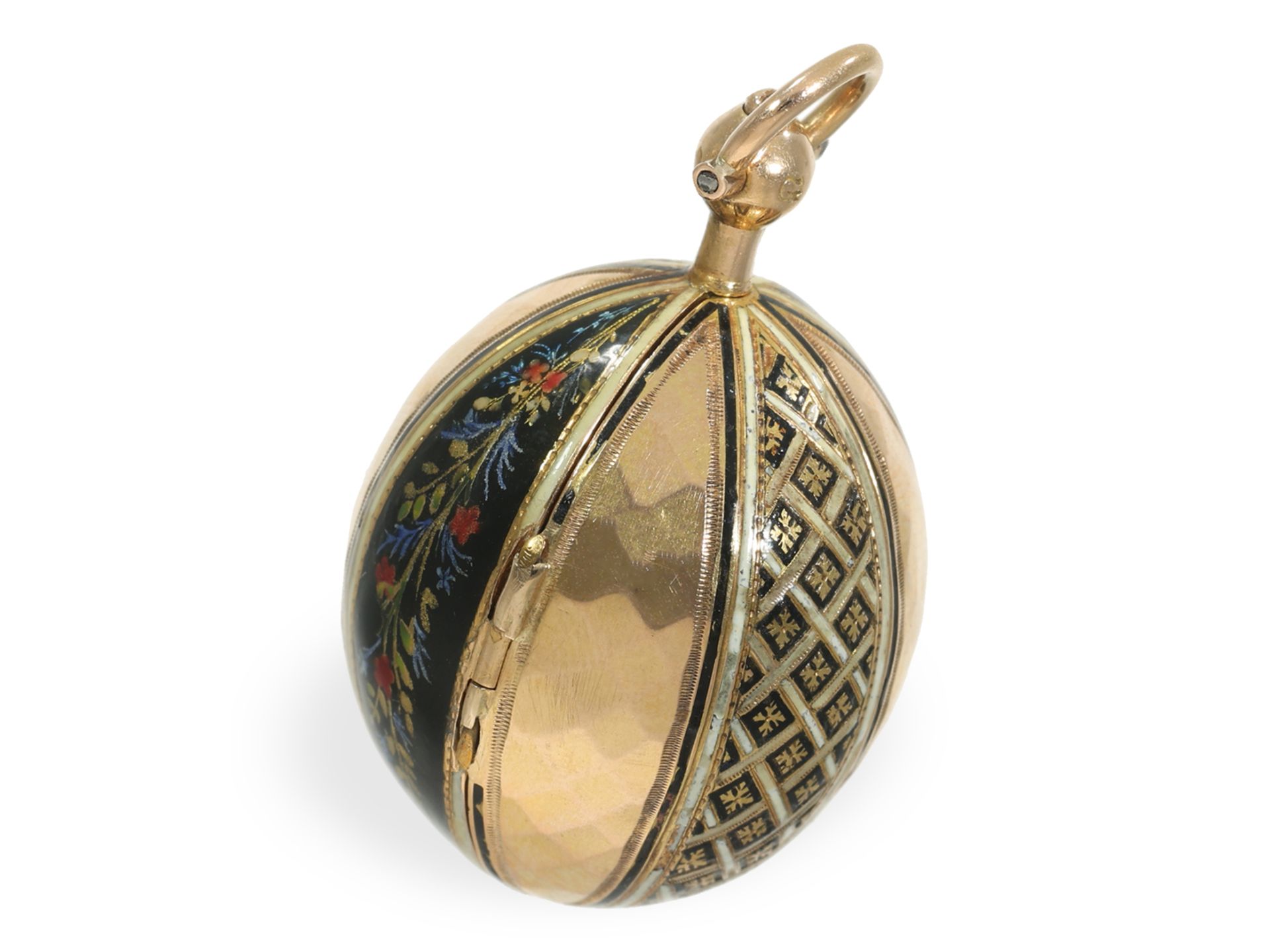 Form watch/pendant watch: rare gold/enamel form watch "Melon", Geneva around 1800 - Image 4 of 6