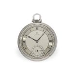 Taschenuhr: seltene und außergewöhnlich schöne Art déco Stahl-Frackuhr, Omega, um 1934