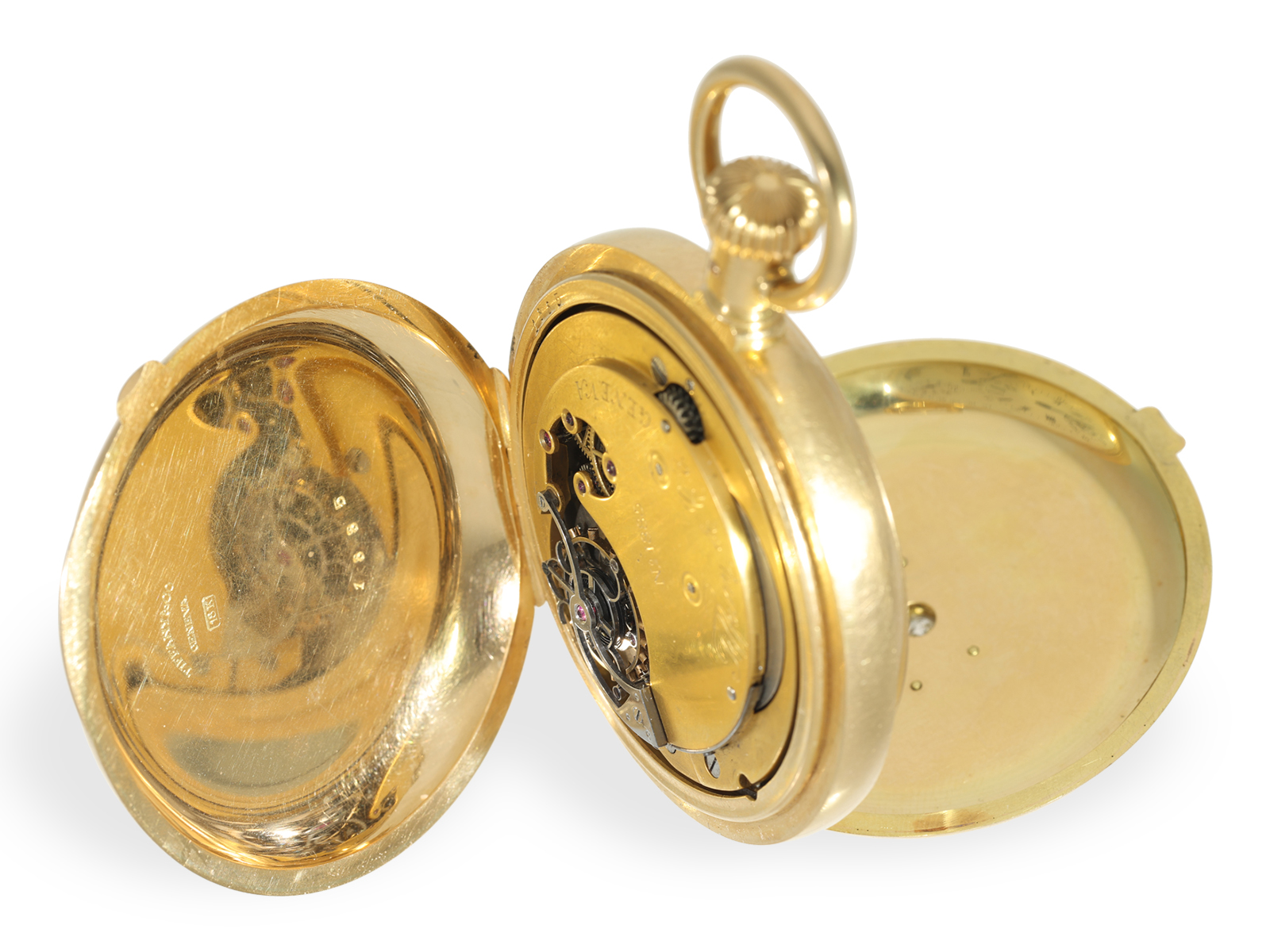 Pocket watch: unique gold/enamel hunting case watch with tourbillon and perpetual calendar, signed T - Image 4 of 4