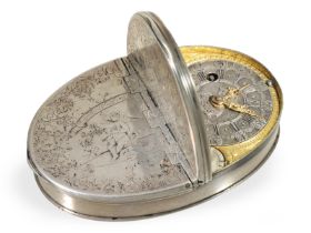 Dosenuhr: Tabatiere/Schnupftabakdose mit versteckter Uhr, Schmidt in Strehlen bei Dresden um 1720