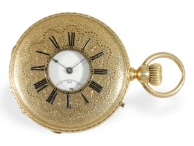 Taschenuhr: qualitätsvolle, frühe Halbsavonnette mit Kronenaufzug, ca. 1860